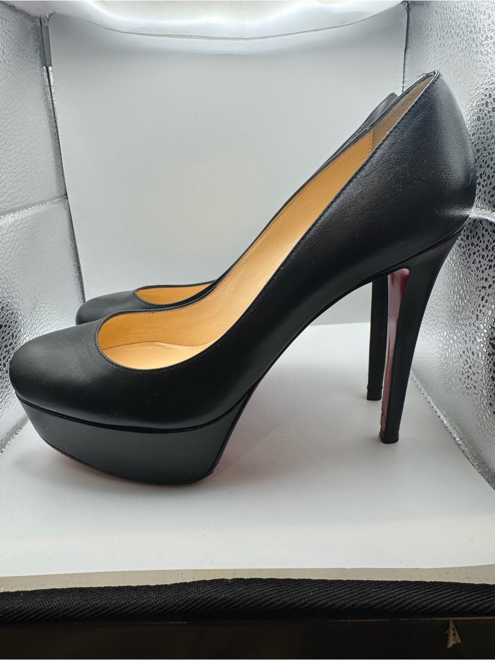 Christian Louboutin Black Platform Stiletto with Signature Red Sole